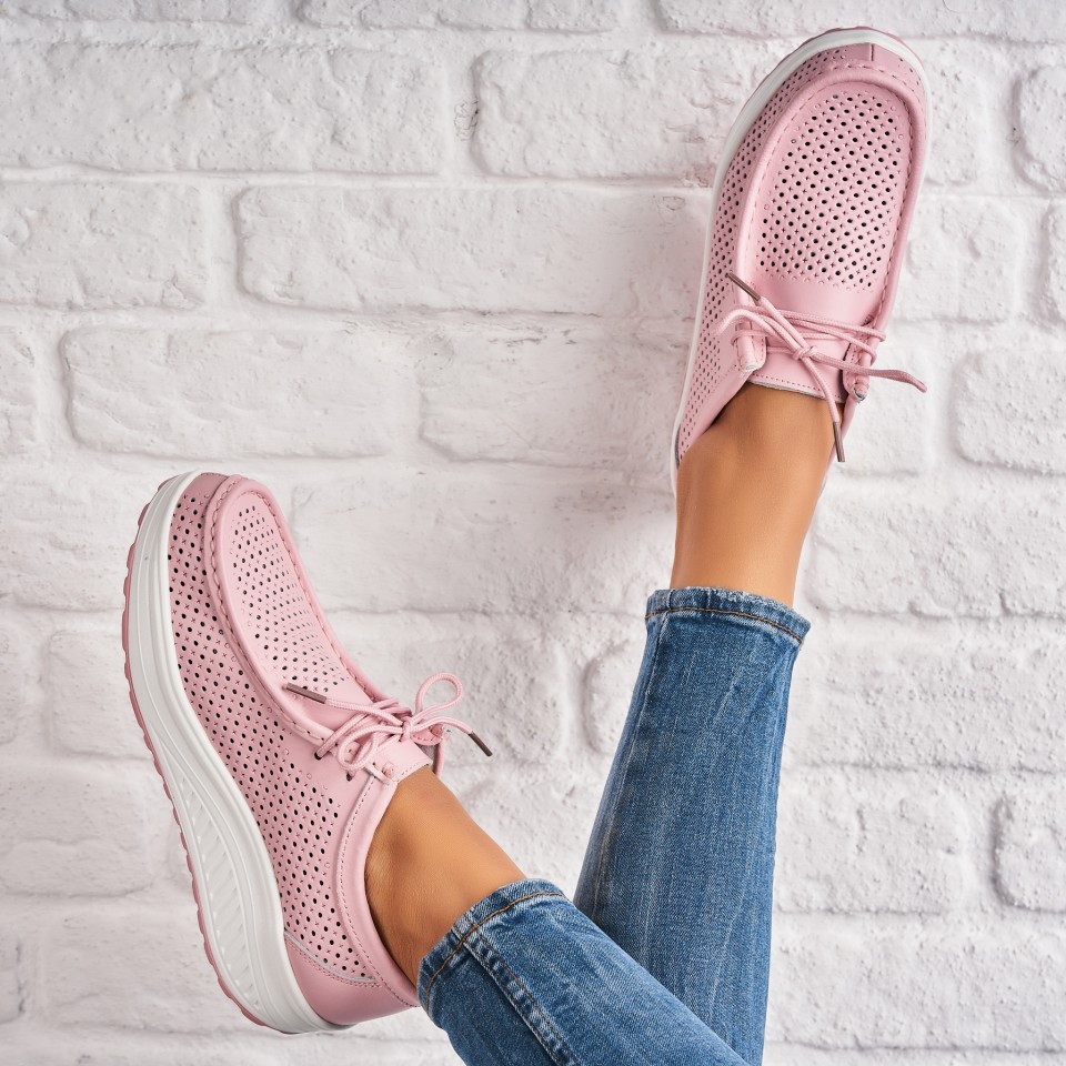 Poze Mocasini dama Piele Naturala Roz Irie