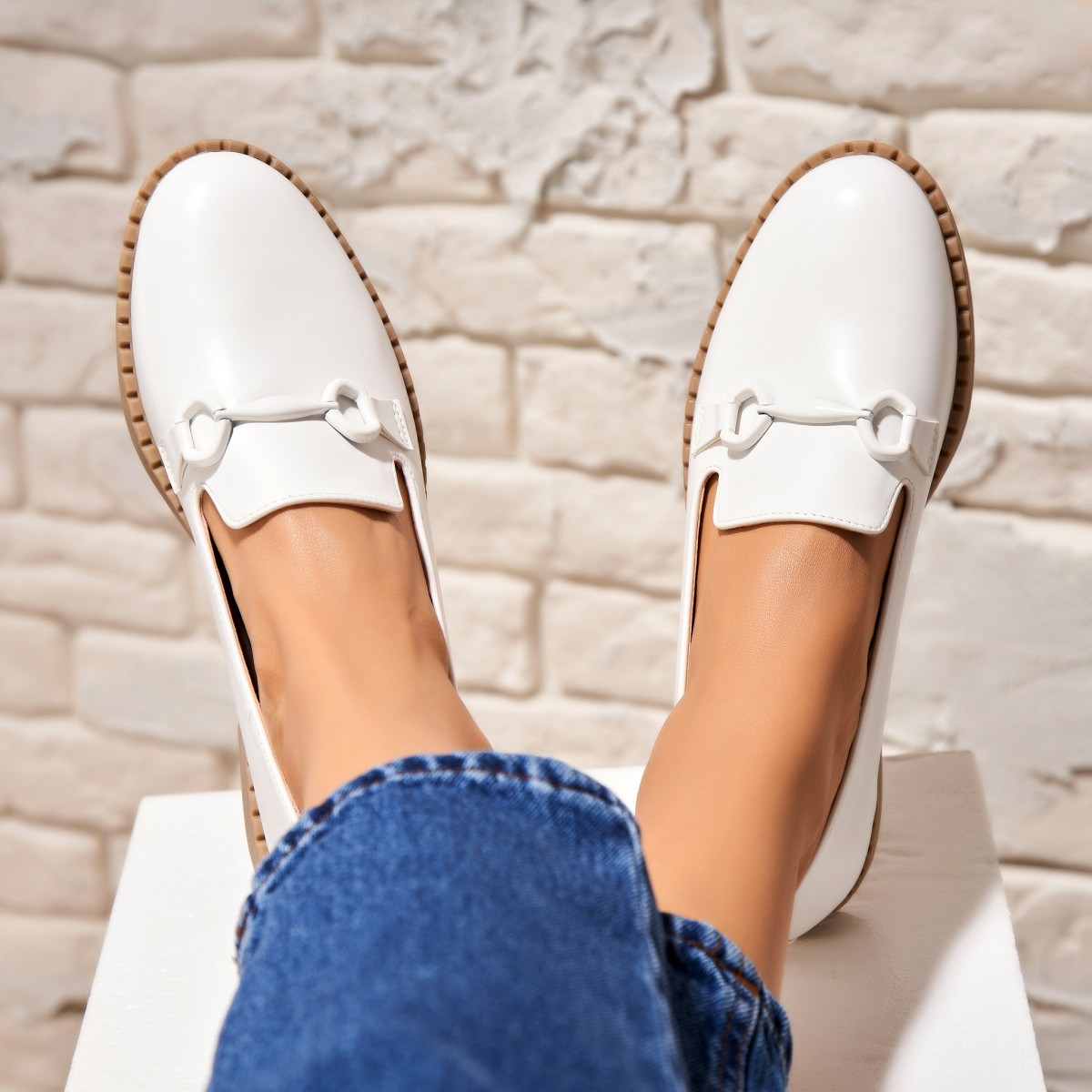 Poze Pantofi dama casual Albi din Piele Ecologica Azka