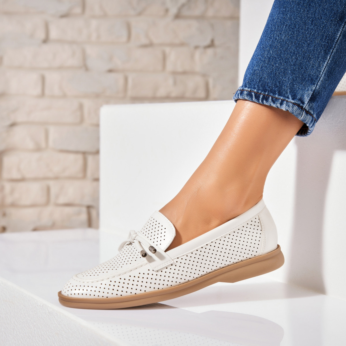 Poze Pantofi dama casual Albi din Piele Ecologica Bayne