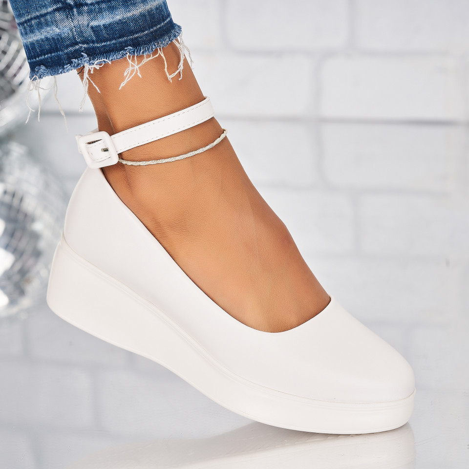 Poze Pantofi dama casual Albi din Piele Ecologica Tamara