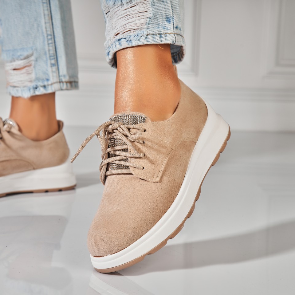 Poze Pantofi dama casual Bej din Piele Ecologica Intoarsa Elisa2