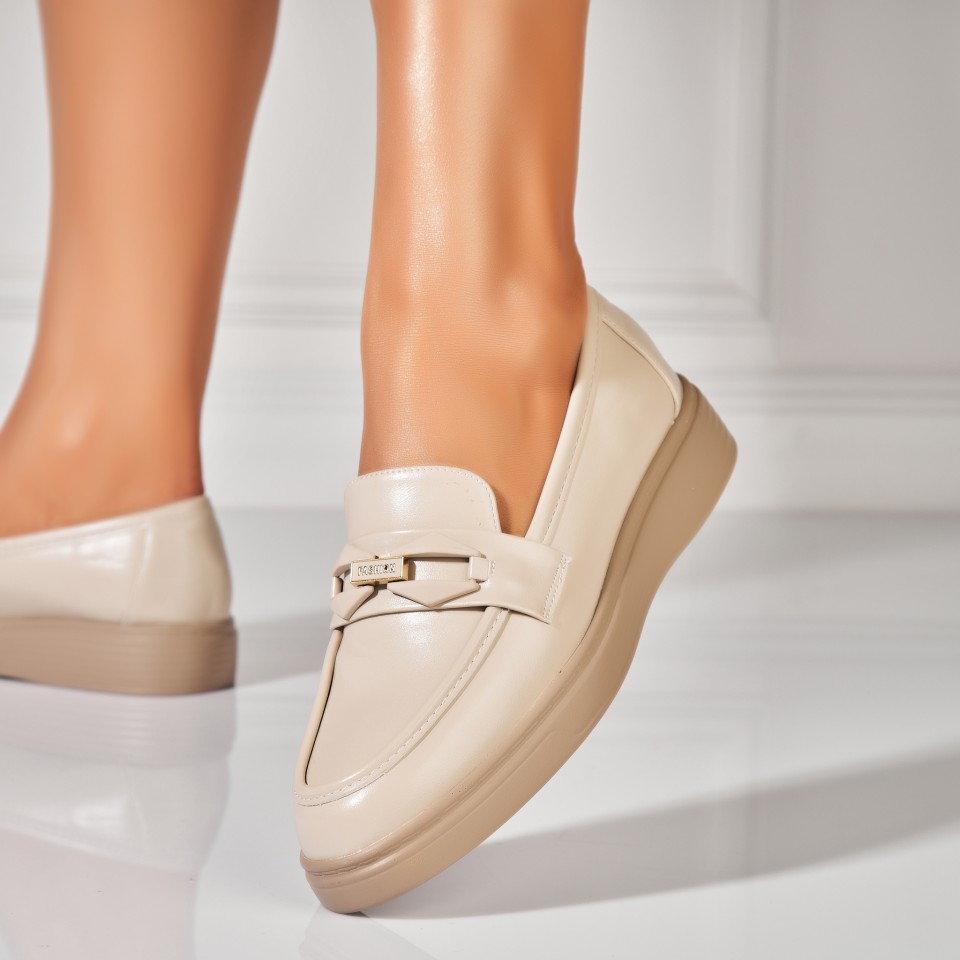 Poze Pantofi dama casual Bej din Piele Ecologica Kiyan