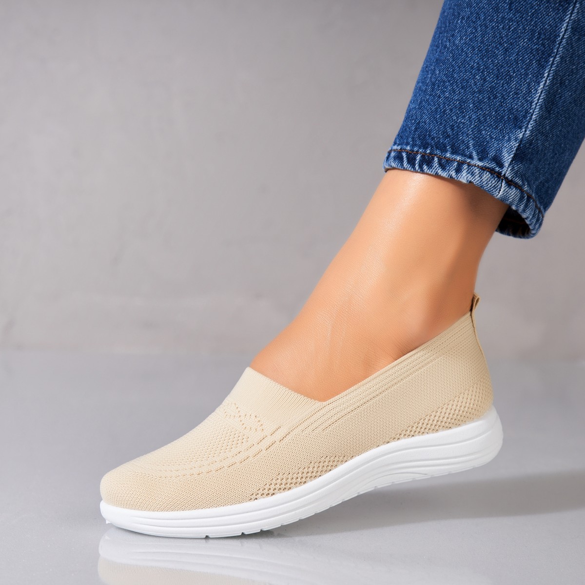 Poze Pantofi dama casual Bej din Textil Kisa