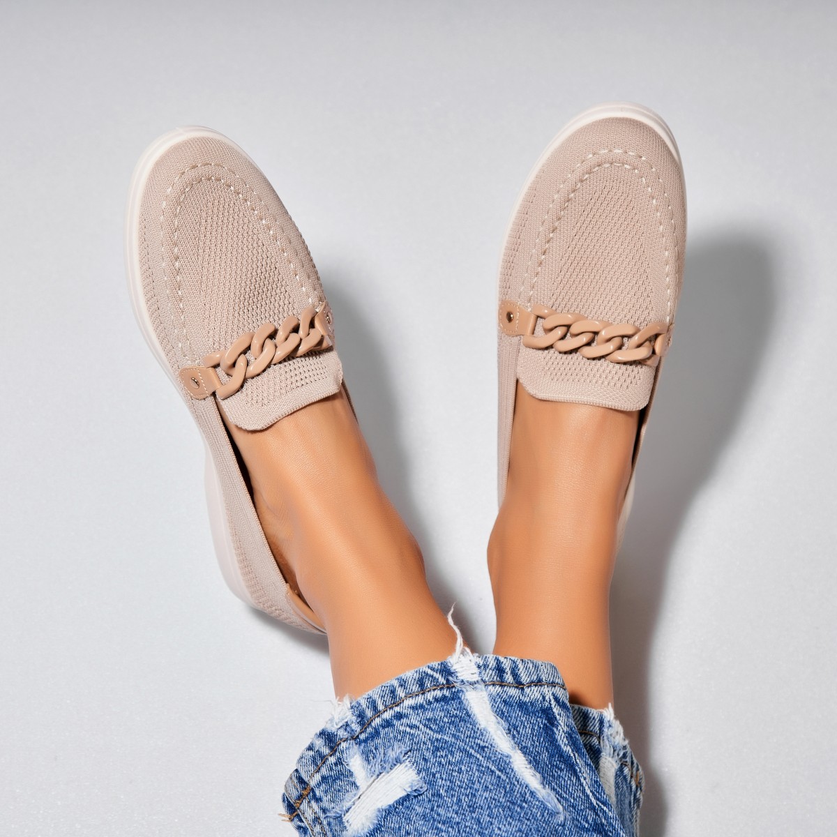 Poze Pantofi dama casual Bej din Textil Yuni