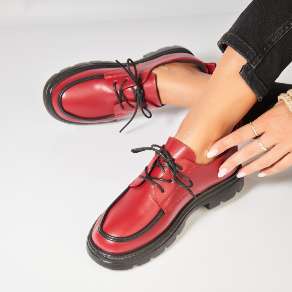Poze Pantofi dama casual Bordo din Piele Ecologica Hoora
