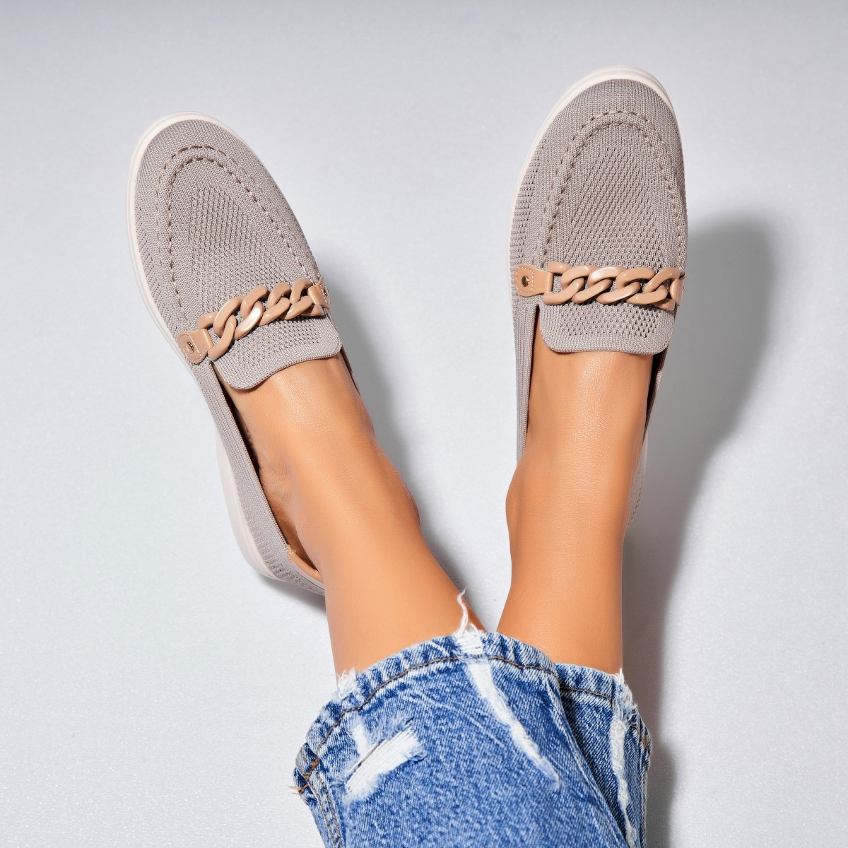 Poze Pantofi dama casual Gri din Textil Yuni