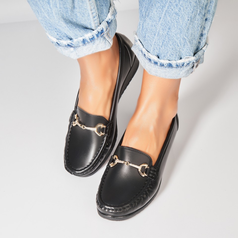 Poze Pantofi dama casual Negri din Piele Ecologica Aanya