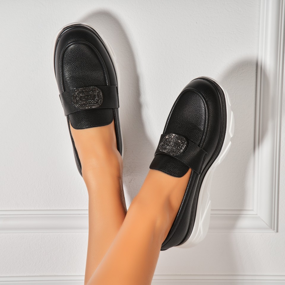 Poze Pantofi dama casual Negri din Piele Ecologica Alayah2