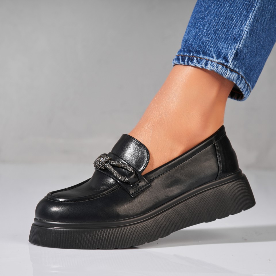 Poze Pantofi dama casual Negri din Piele Ecologica Aryn