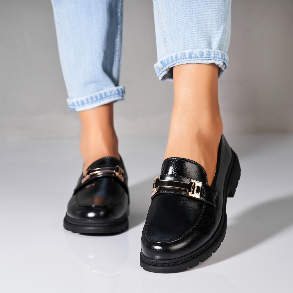 Poze Pantofi dama casual Negri din Piele Ecologica Caylan