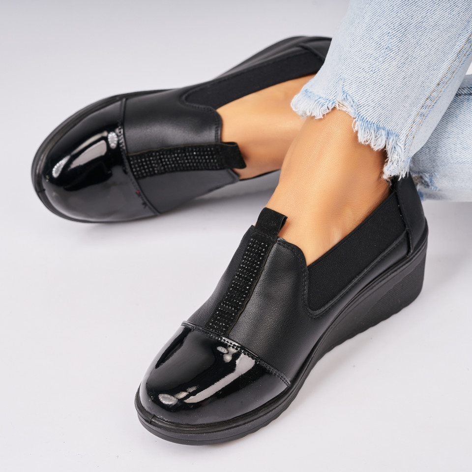Poze Pantofi dama casual Negri din Piele Ecologica Ekum