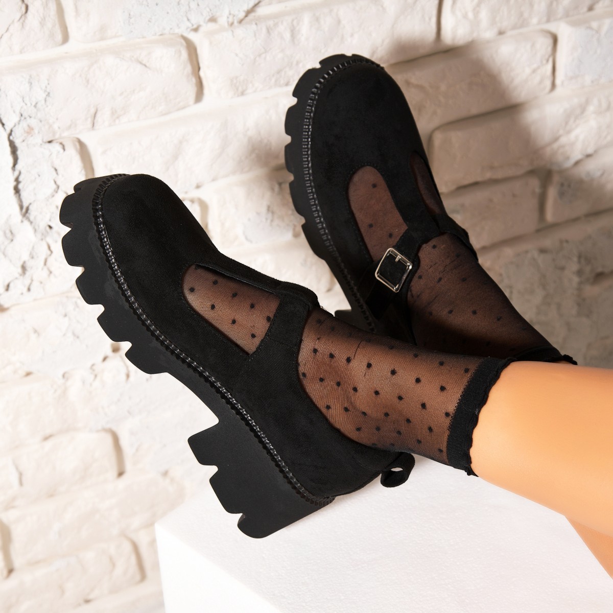 Poze Pantofi dama casual Negri din Piele Ecologica Intoarsa Inari