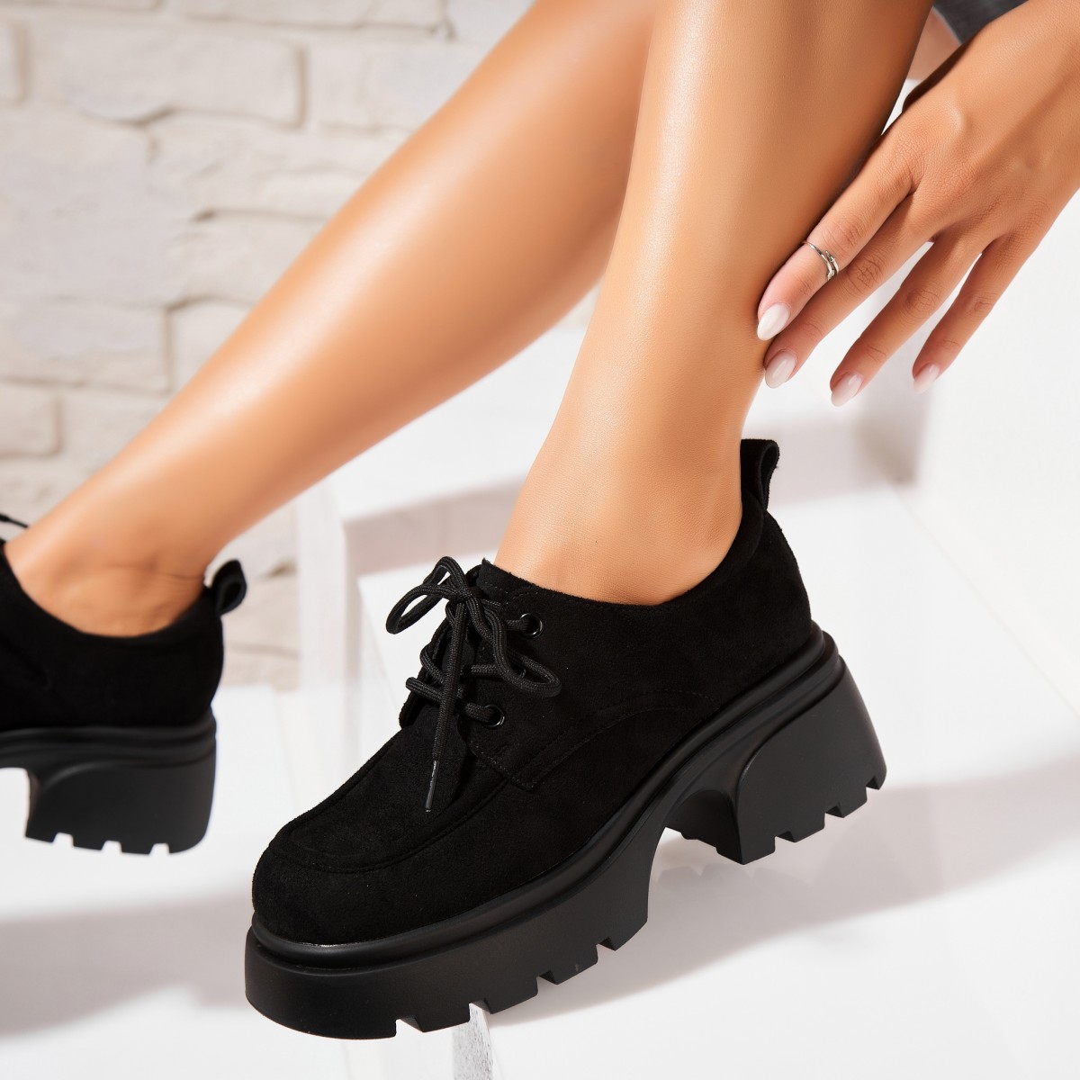 Poze Pantofi dama casual Negri din Piele Ecologica Intoarsa Kaice