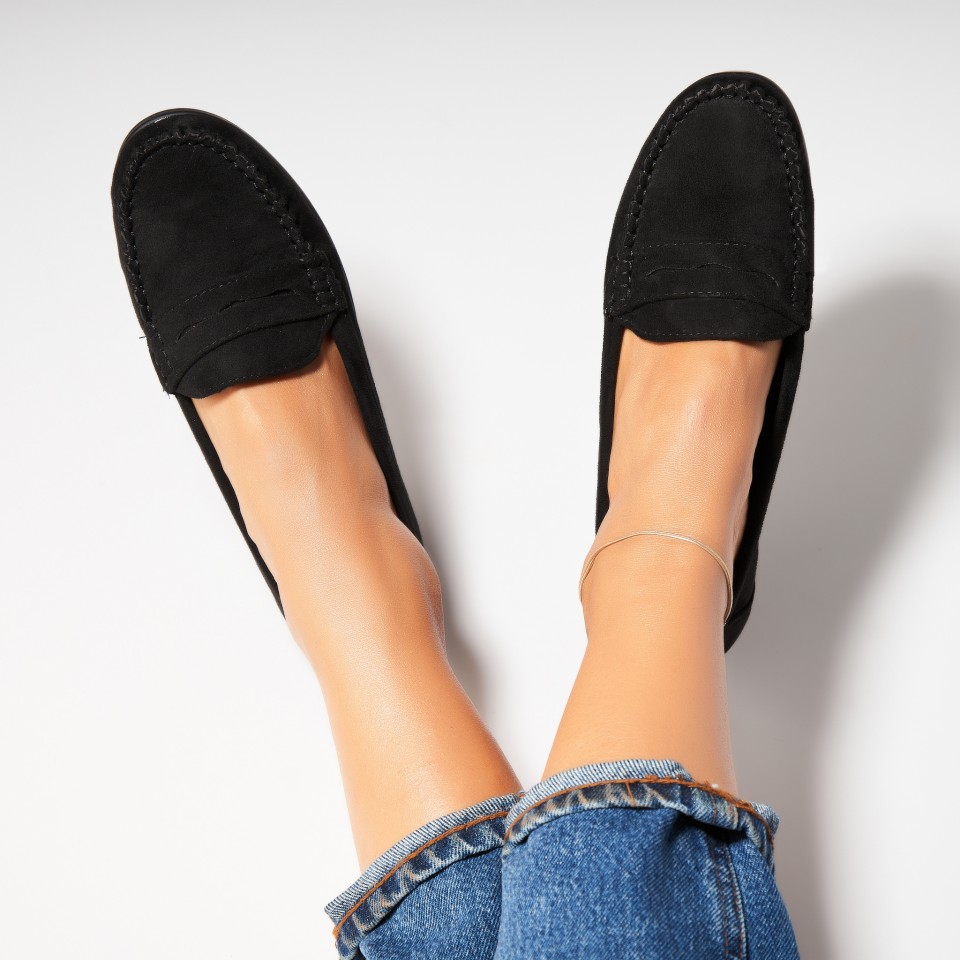 Poze Pantofi dama casual Negri din Piele Ecologica Intoarsa Liesl