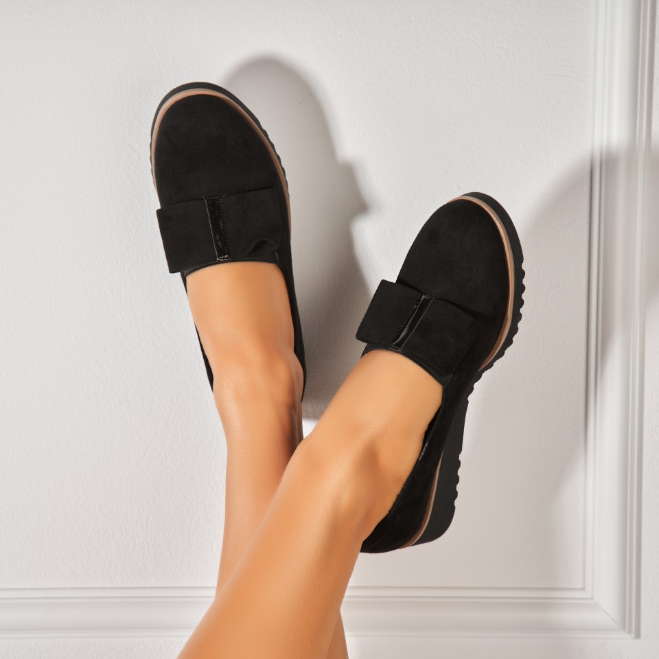 Poze Pantofi dama casual Negri din Piele Ecologica Intoarsa Nuna