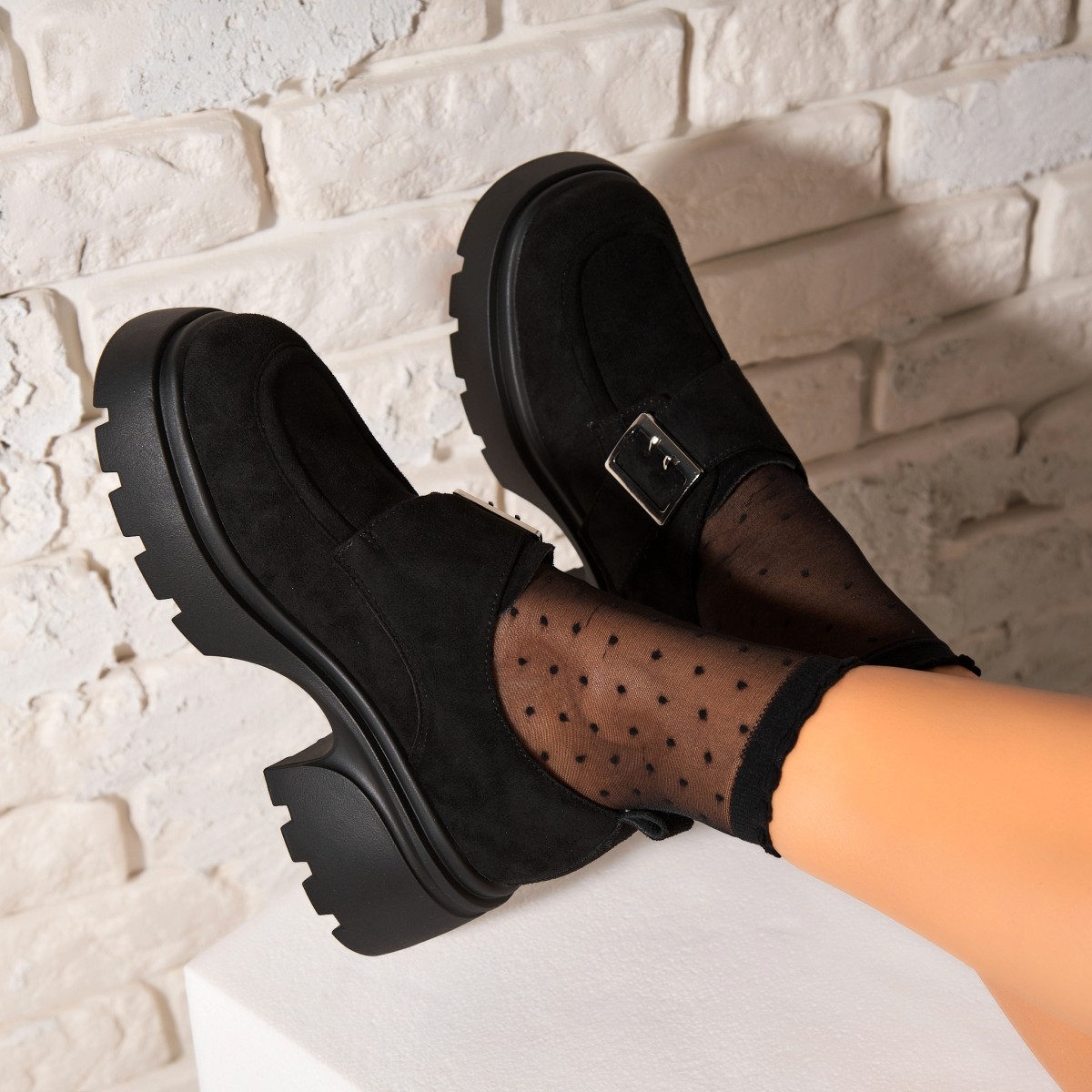 Poze Pantofi dama casual Negri din Piele Ecologica Intoarsa Nyeli2