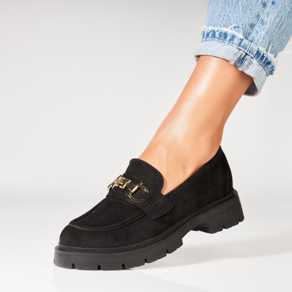 Poze Pantofi dama casual Negri din Piele Ecologica Intoarsa Ruyia