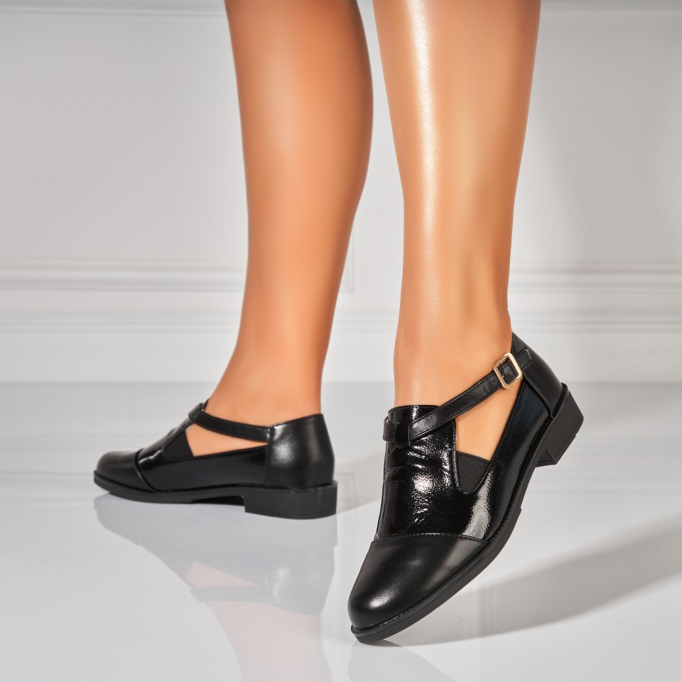 Poze Pantofi dama casual Negri din Piele Ecologica Lacuita Nisreen