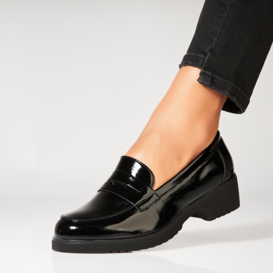 Poze Pantofi dama casual Negri din Piele Ecologica Lacuita Torren