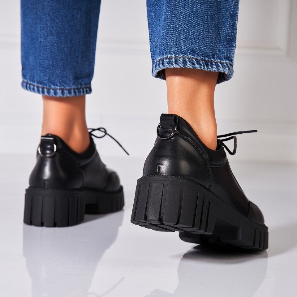 Poze Pantofi dama casual Negri din Piele Ecologica Lavina