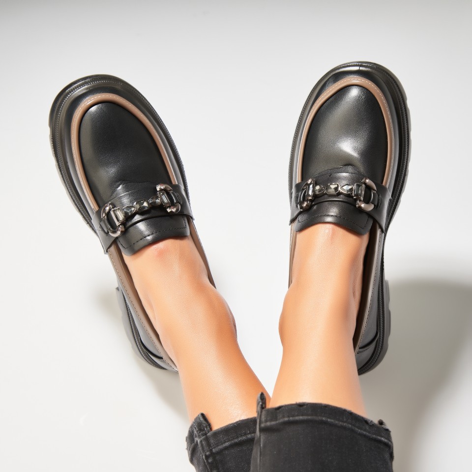 Poze Pantofi dama casual Negri din Piele Ecologica Lyddie