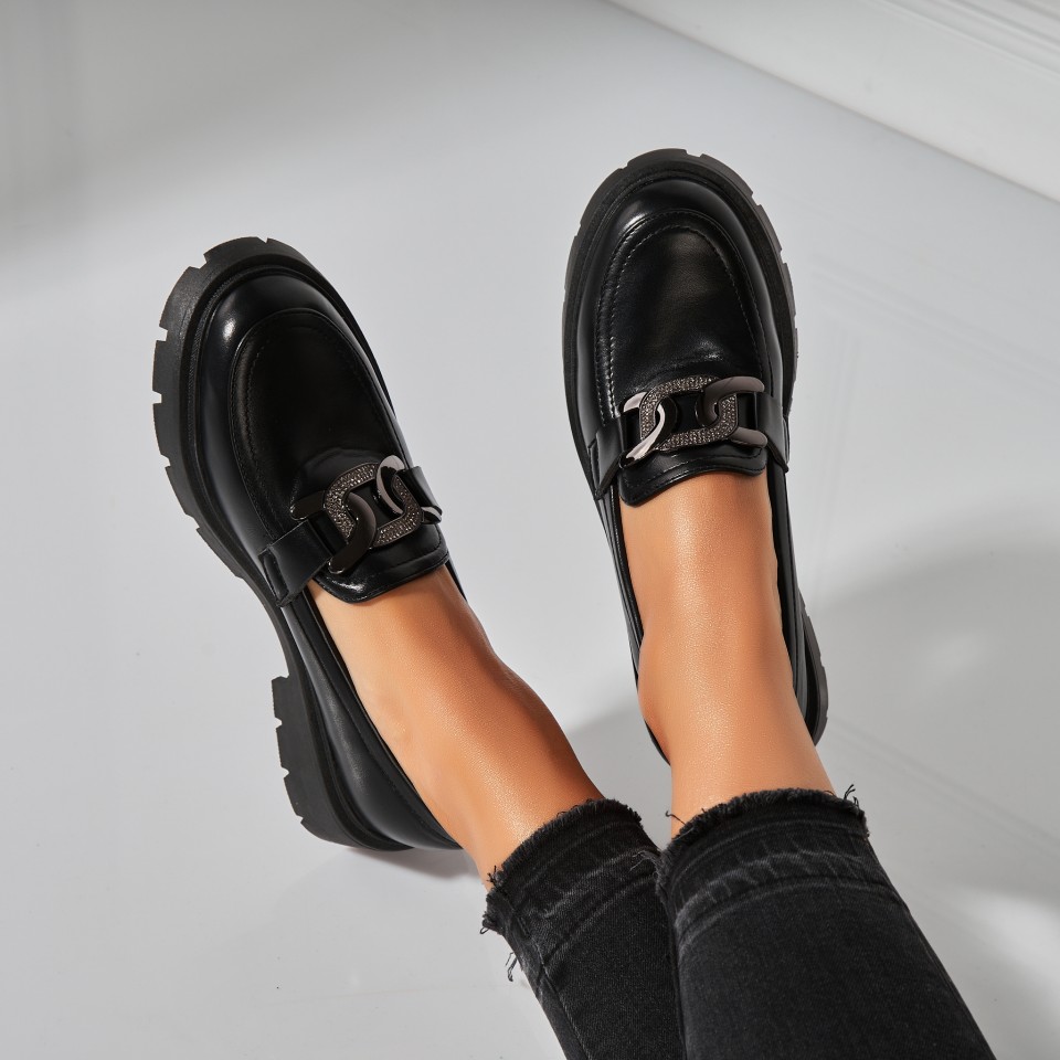 Pantofi dama casual Negri din Piele Ecologica Melany