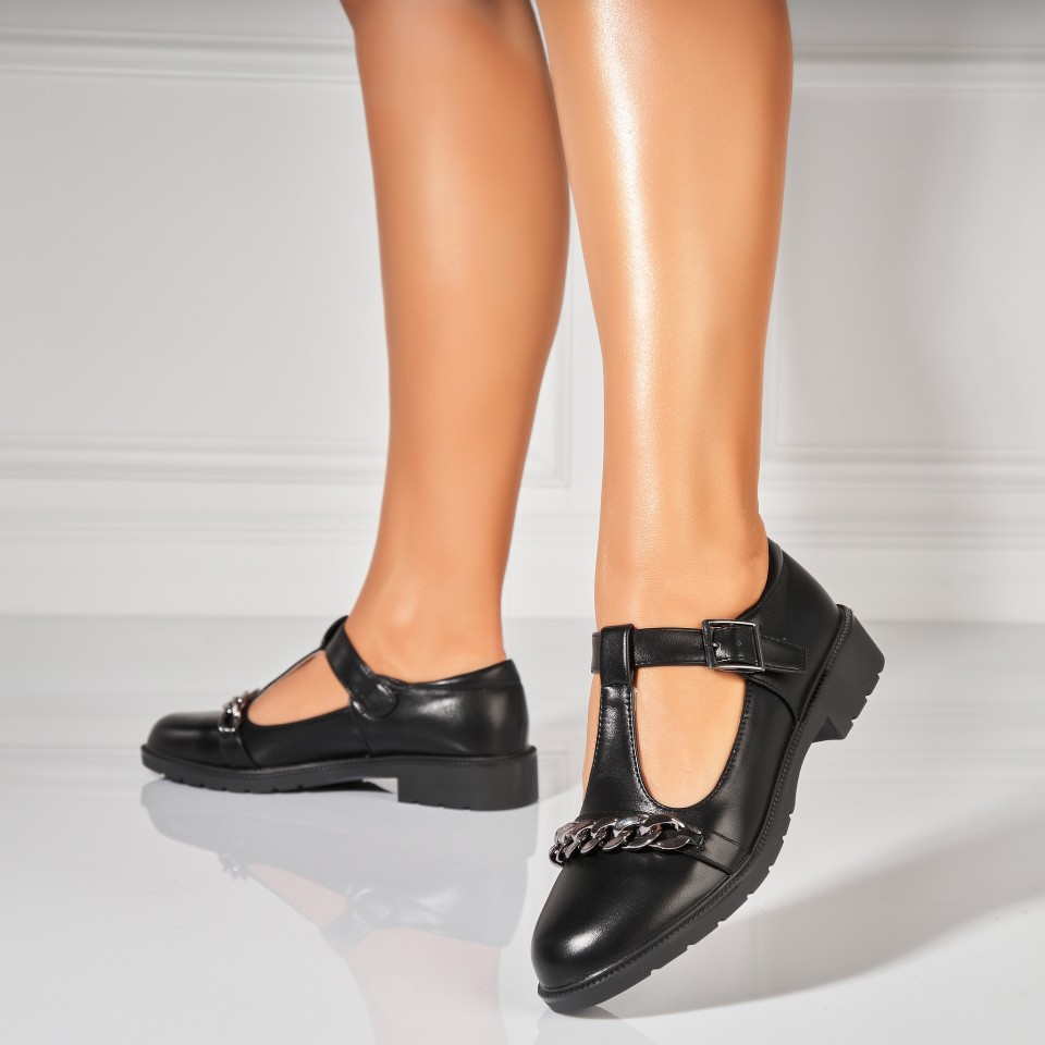 Poze Pantofi dama casual Negri din Piele Ecologica Sinan