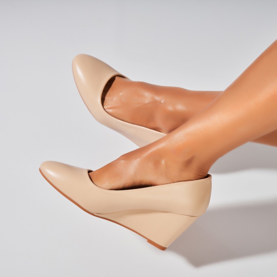 Poze Pantofi dama cu platforma Bej din Piele Ecologica Ezrie