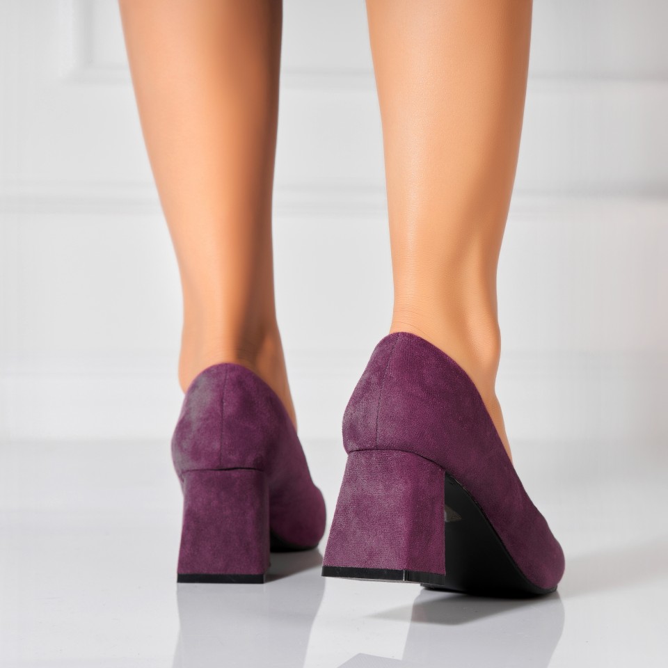Poze Pantofi dama cu toc Mov din Piele Ecologica Intoarsa Yuven