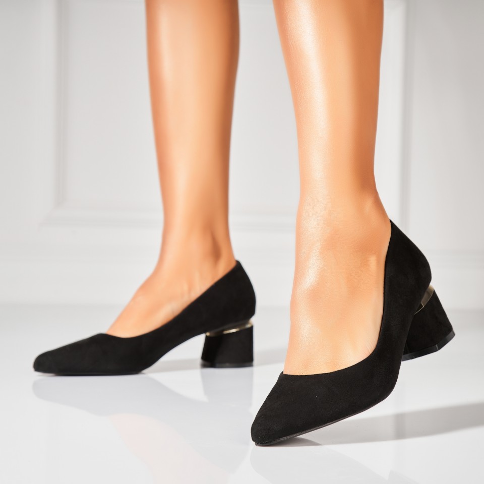 Poze Pantofi dama cu toc Negri din Piele Ecologica Intoarsa Eniya2