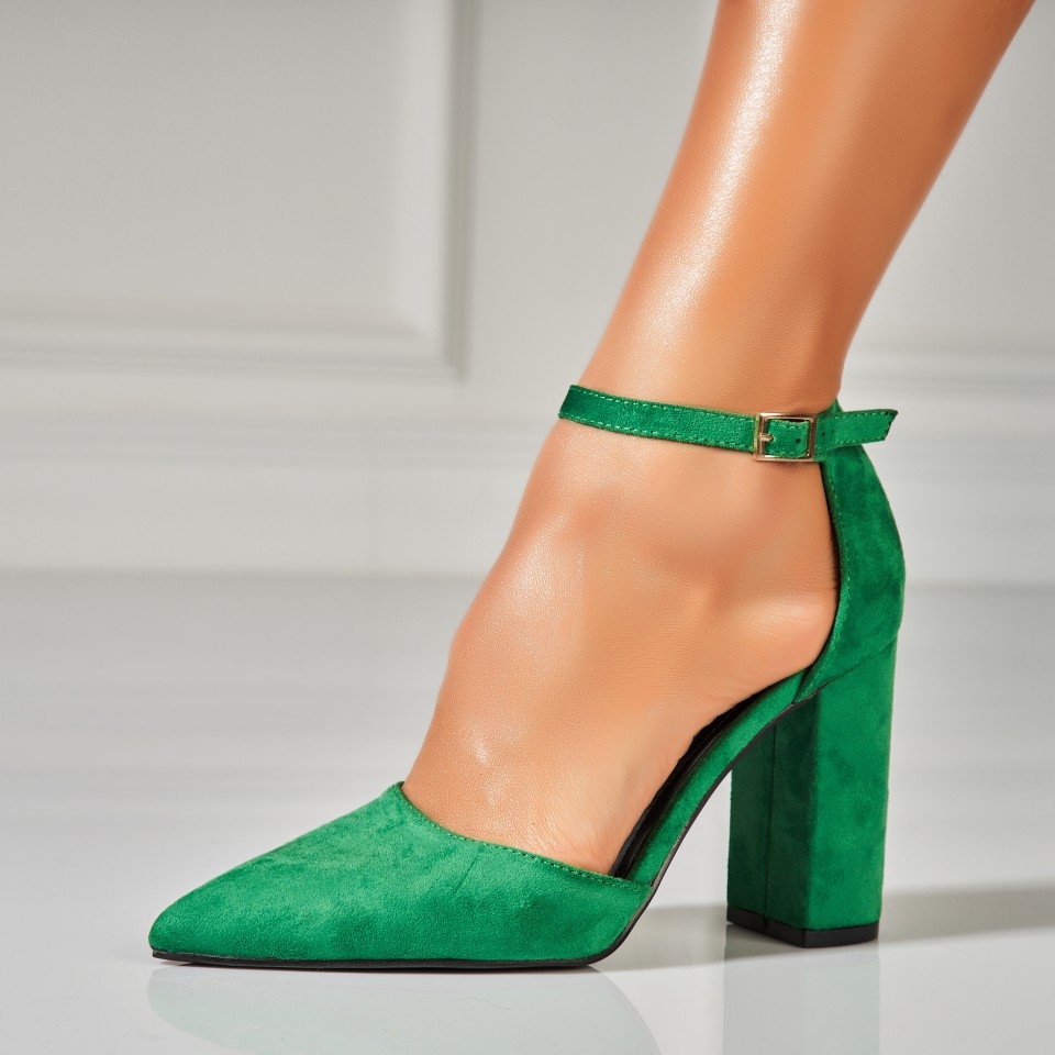 Poze Pantofi dama cu toc Verzi din Piele Ecologica Intoarsa Aydin