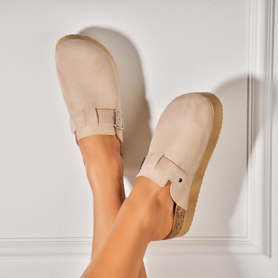 Poze Papuci/Slapi Kaki din Piele Ecologica Intoarsa Zaylen