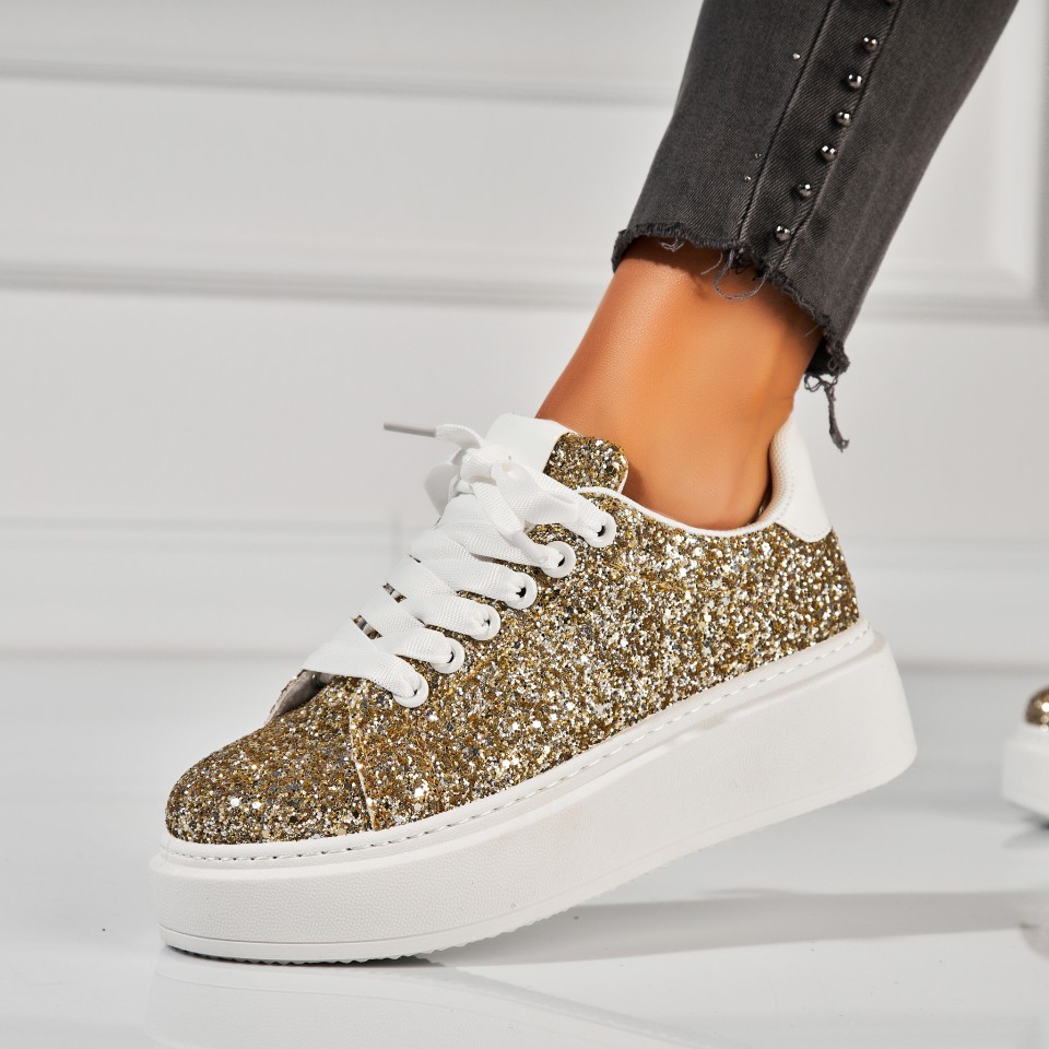 Poze Adidași damă Auriu din Glitter Pierra
