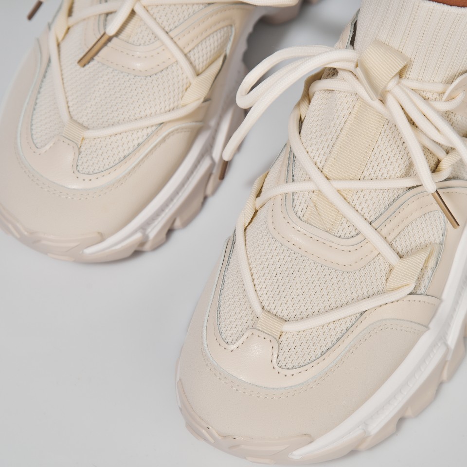 Poze Adidasi Dama Bej din Piele Ecologica Enika