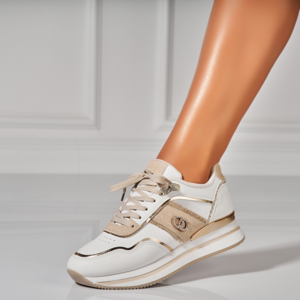 Adidasi Dama Bej din Piele Ecologica Kavita Adidasi Dama Bej din Piele Ecologica Kavita