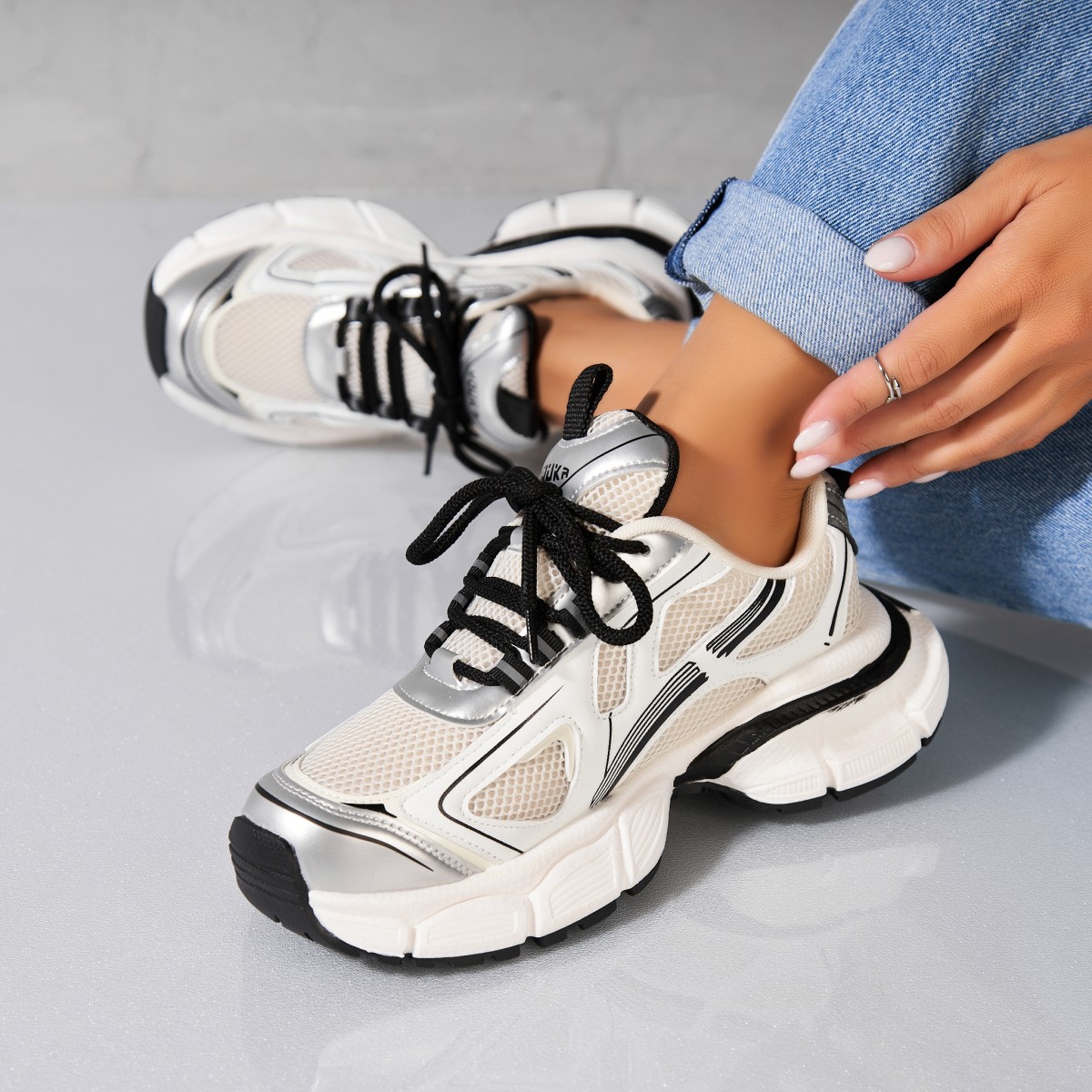 Poze Adidași damă Piele Ecologica Alb Nicko