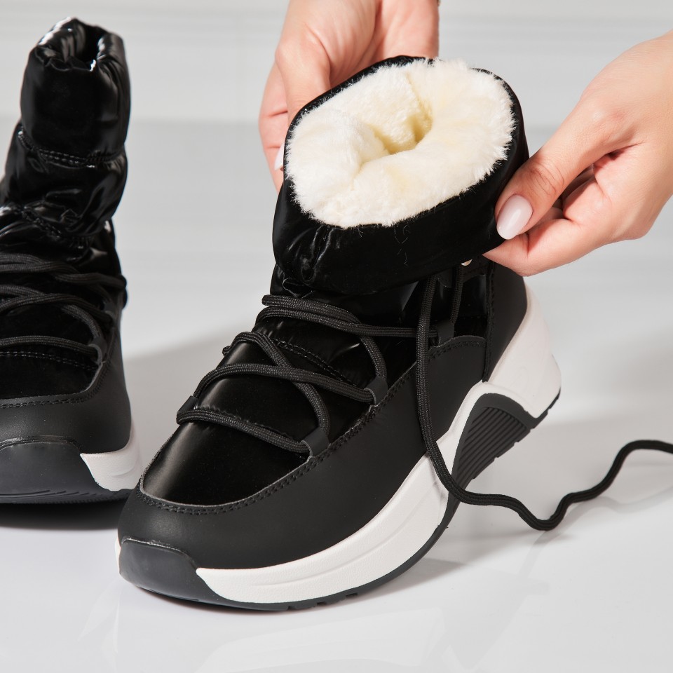 Poze Cizme Dama Imblanite Negre din Piele Ecologica Keyla