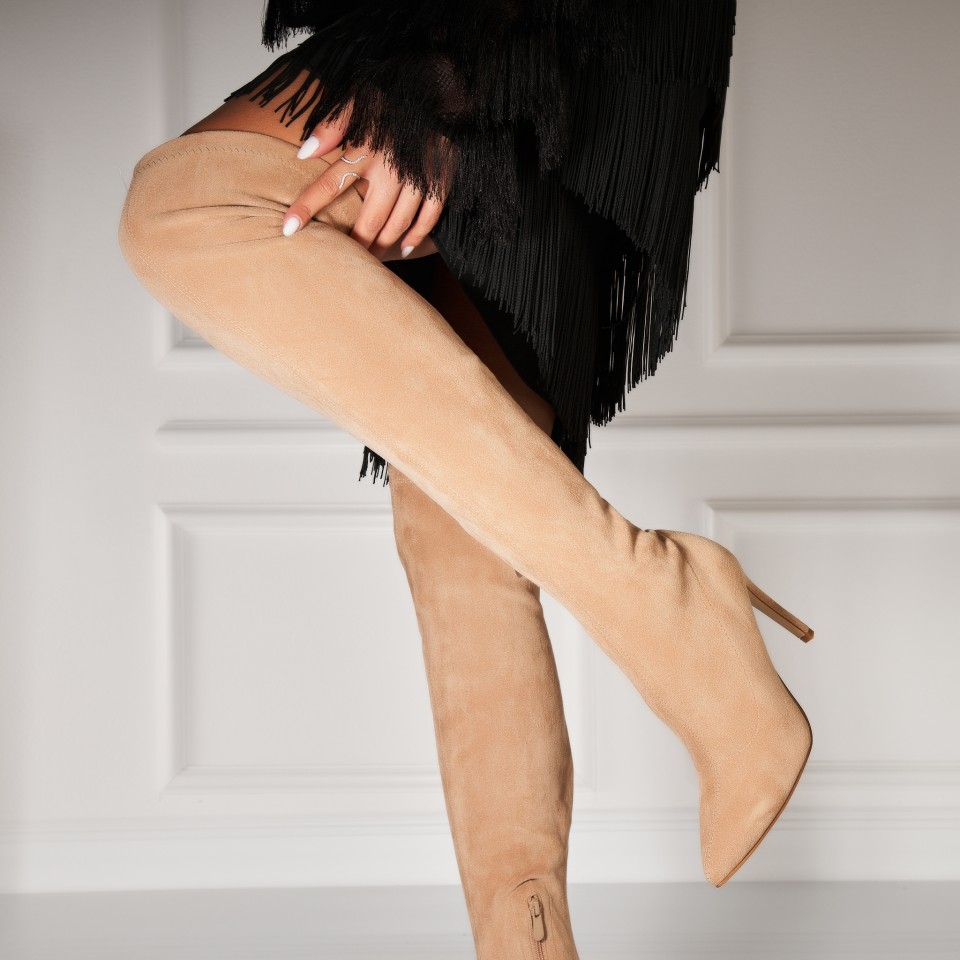 Poze Cizme Iarna Bej din Piele Ecologica Intoarsa Stellar