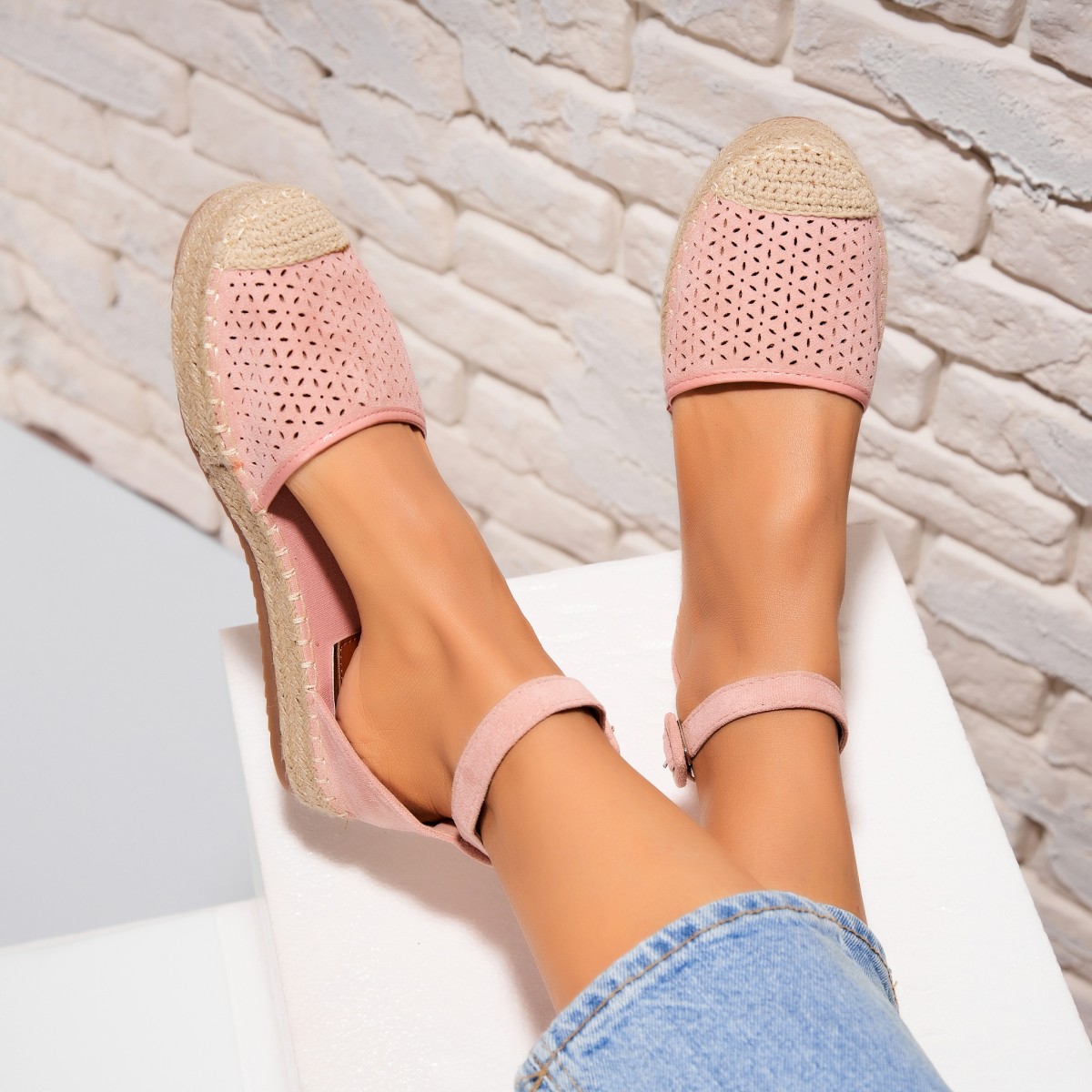 Poze Espadrile dama Roz din Piele Ecologica Intoarsa Lailah