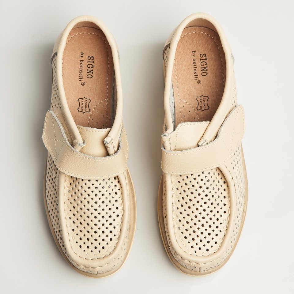 Poze Mocasini dama Piele Naturala Bej Kya