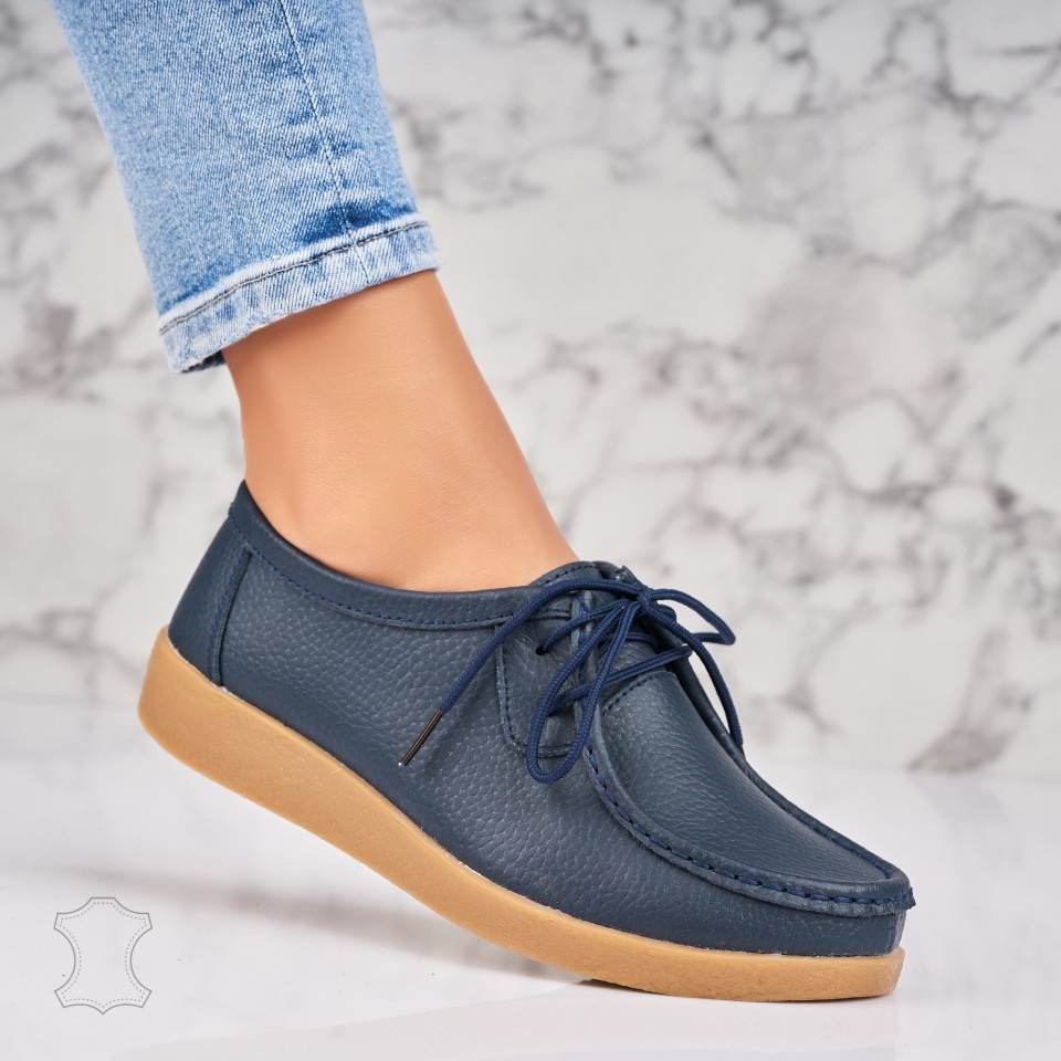 Poze Mocasini dama Piele Naturala Bleumarin Harla