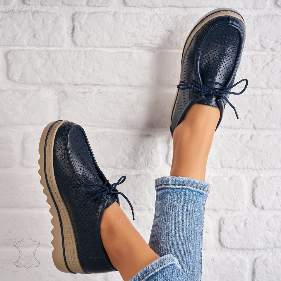 Poze Mocasini dama Piele Naturala Bleumarin Maive