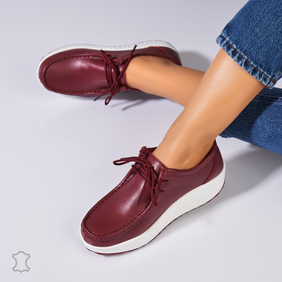 Poze Mocasini dama Piele Naturala Bordo Judea