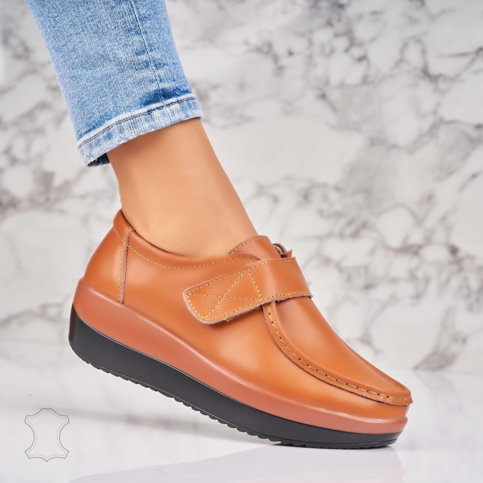 Poze Mocasini dama Piele Naturala Camel Saya
