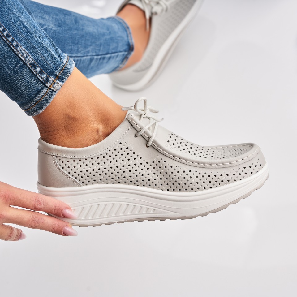 Poze Mocasini dama Piele Naturala Gri Irie