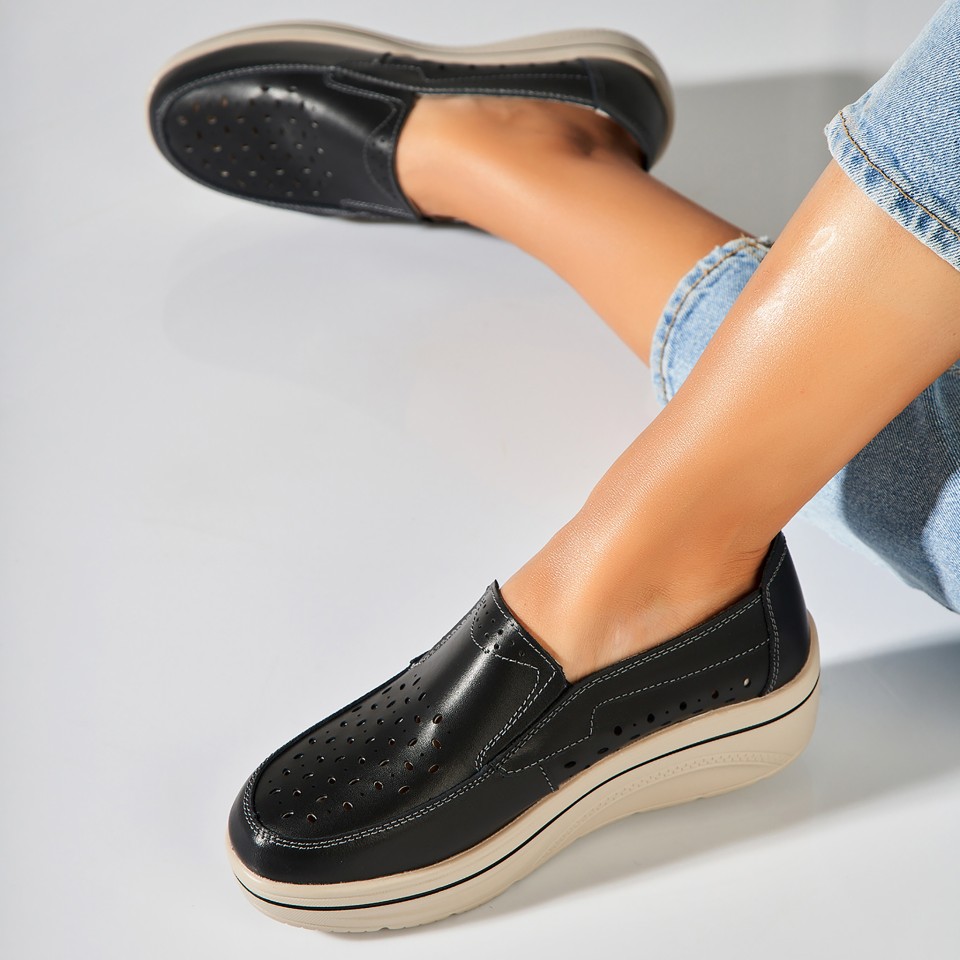 Poze Mocasini dama Piele Naturala Negri Nazari