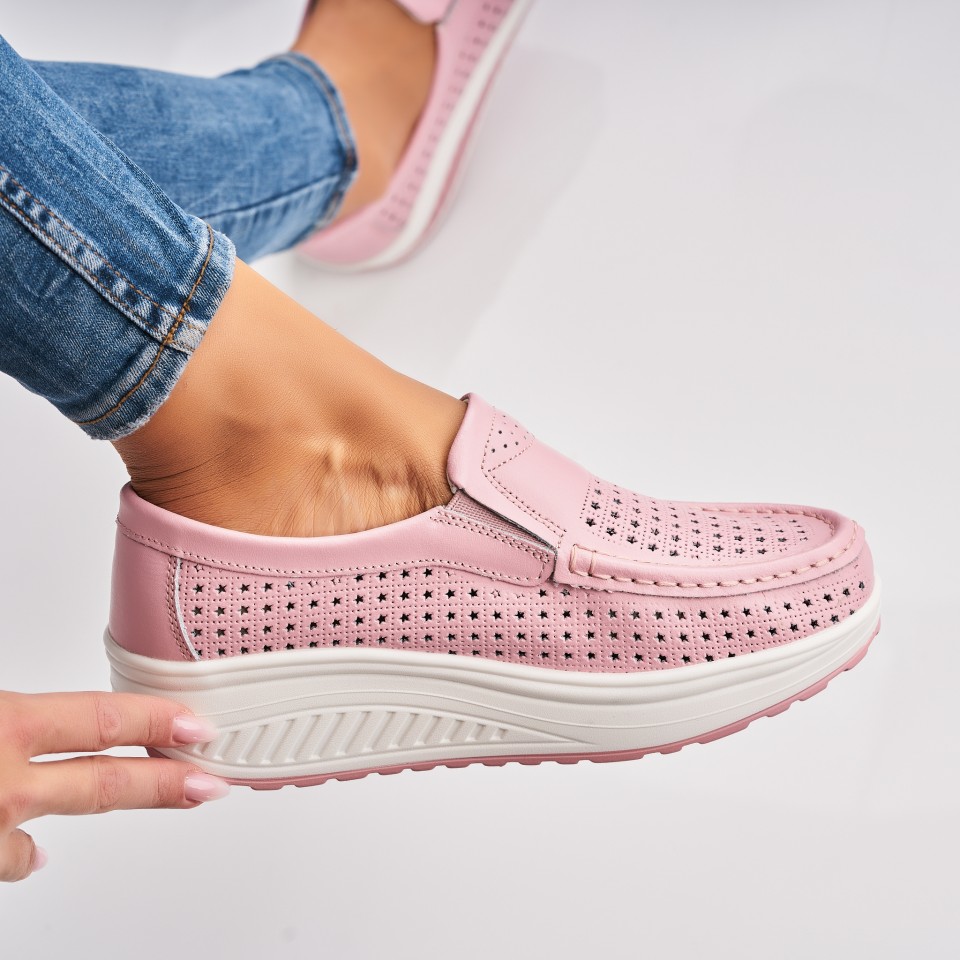 Poze Mocasini dama Piele Naturala Roz Dara