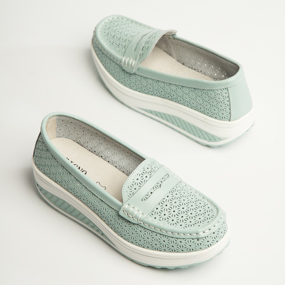 Poze Mocasini dama Piele Naturala Turcoaz Clara