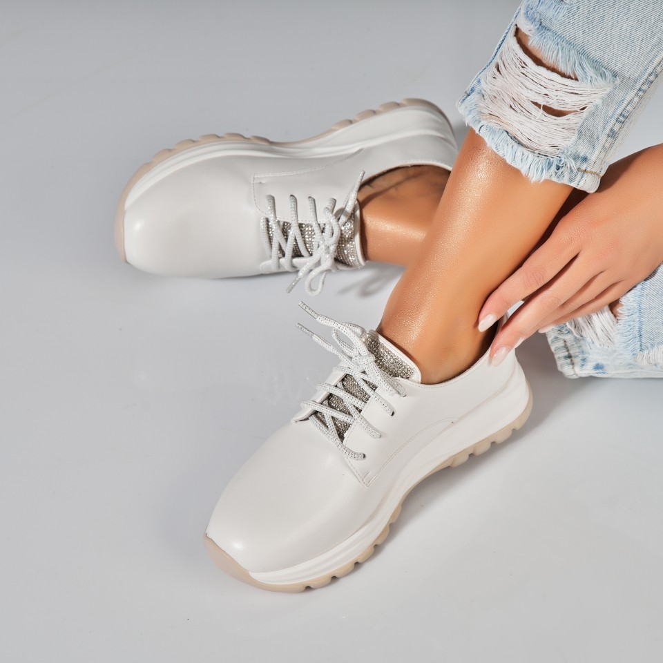 Poze Pantofi dama casual Albi din Piele Ecologica Elisa