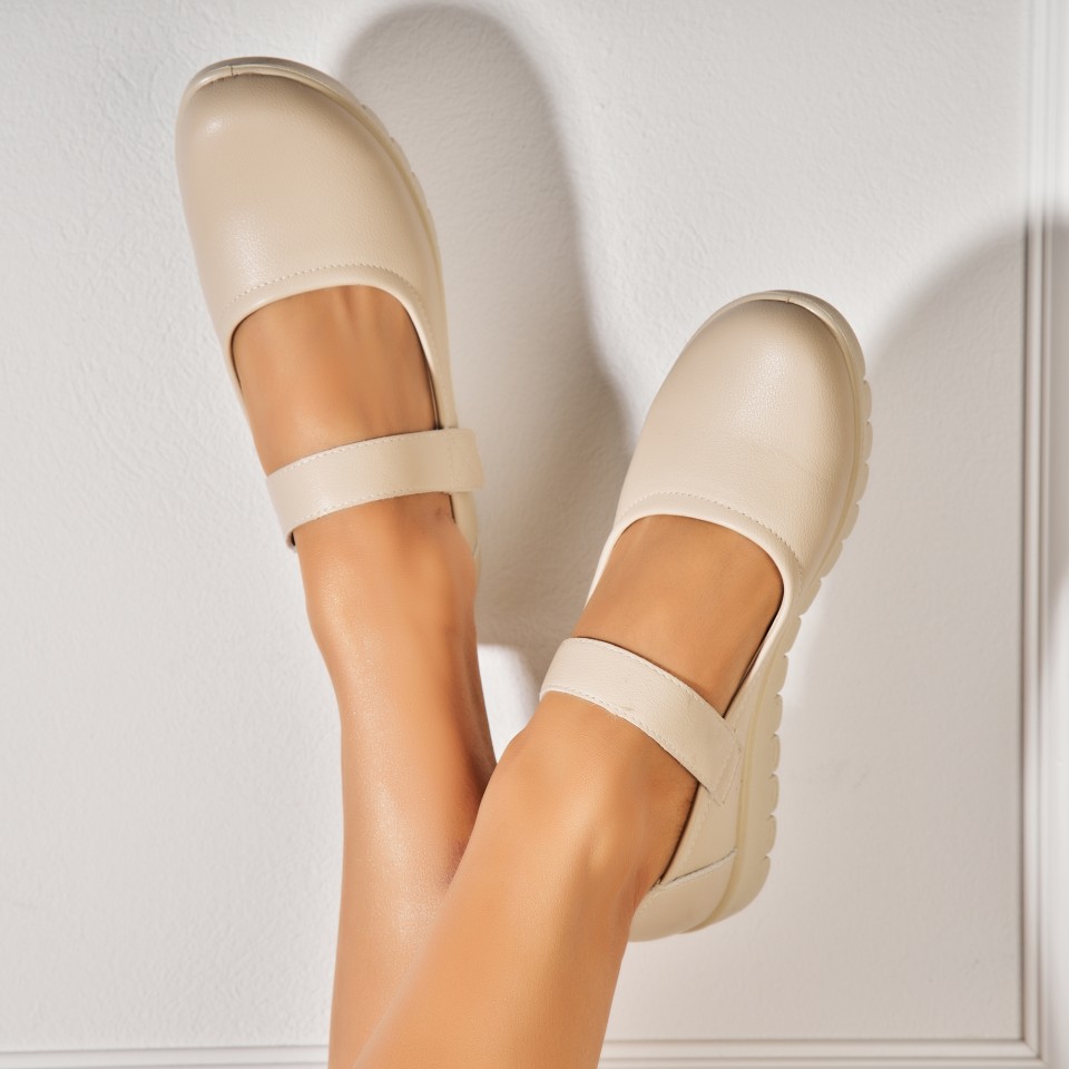 Poze Pantofi dama casual Bej din Piele Ecologica Ayana